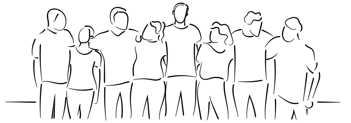 Line-Art-Vektorgrafik einer Gruppe von Menschen